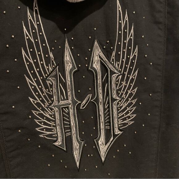 Harley-Davidson 3in1 Hoodie Lined Moto Jacket With Rivet Logo Detail Black Sz S - Picture 10 of 16